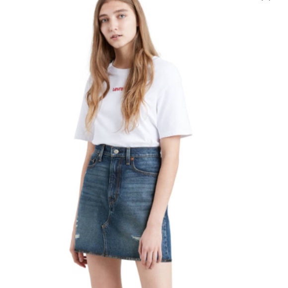 NWT Levi’s High Rise Deconstructed Mini Jean Skirt - Picture 2 of 11